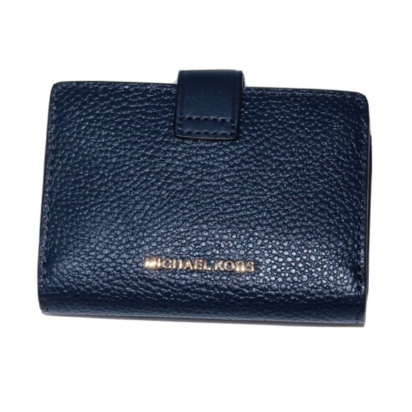 MICHAEL KORS Jet Set Travel Card Case Wallet MK Navy Leather NWT - Picture 1 of 5